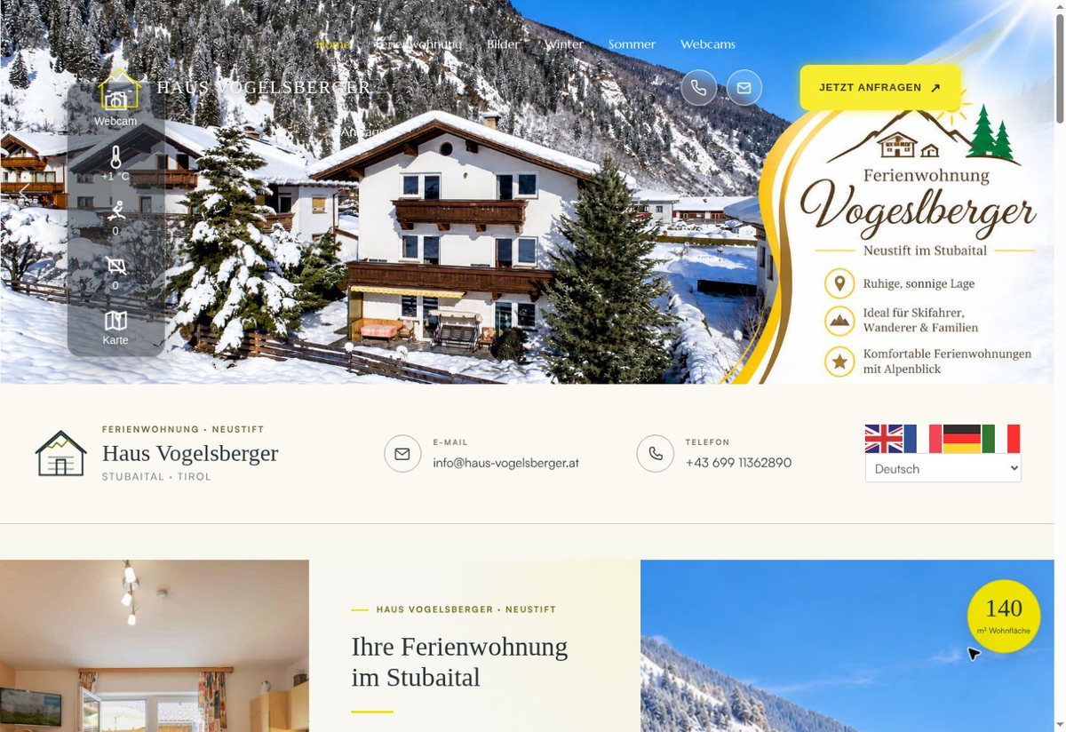 Startseite der Ferienwohnung Haus Vogelsberger im Stubaital